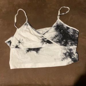 Black and white tie dye cropped tank top